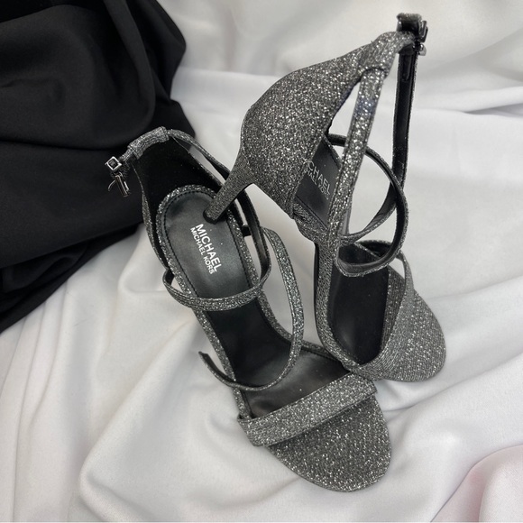 Michael Michael Kors heels glitter silver gray black women 8M NWOT - Picture 2 of 9